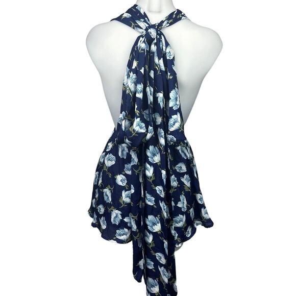 Lulus Navy Blue Floral Elated Energy Convertible Sleeveless Romper Shorts Sz XS - Picture 10 of 13